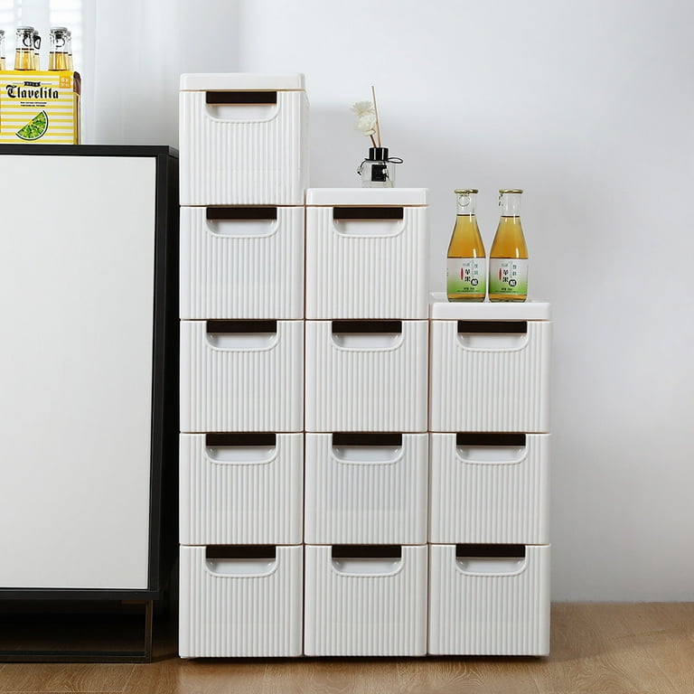 7 Tier Storage Cabinet with 8 Drawers Rolling Narrow Dresser Tower Stand  Slim Plastic Storage Organizer with Wheels Elegant Storage Chest for  Bedroom