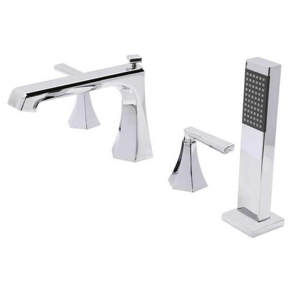 Anzzi Fr-Az574 Shine Widespread Lever Handles Deck Mounted Roman Tub Filler - Chrome