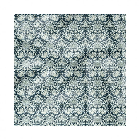 Vintage Decorative Napkins Set of 4, Victorian Baroque Foliage Leaves Pattern with Ornamental Swirls, Silky Satin Fabric for Brunch Dinner Party, 18", Sage Green Dark Blue, by Ambesonne