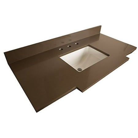 45 in. Gray quartz counter top with rectangular