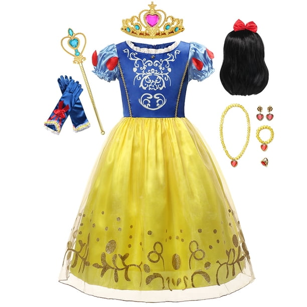 Disfraz de niña blanca como la nieve Niños Niñas Cosplay Vestido de princesa de Disney Vestido de cumpleaños para niños Fiesta de Halloween Lentejuelas Ropa Outfits7-8T (Etiqueta 140) Gao Jinjia LED