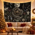 thumbnail image 3 of Coiled Snake Around a Compass Beneath the Full Moon, Mystical Fantasy for Reptile Fans, Dark Botanical Decor, Halloween Gift, Tapestry Wall Hanging for Bedroom and Study Room, 3 of 7
