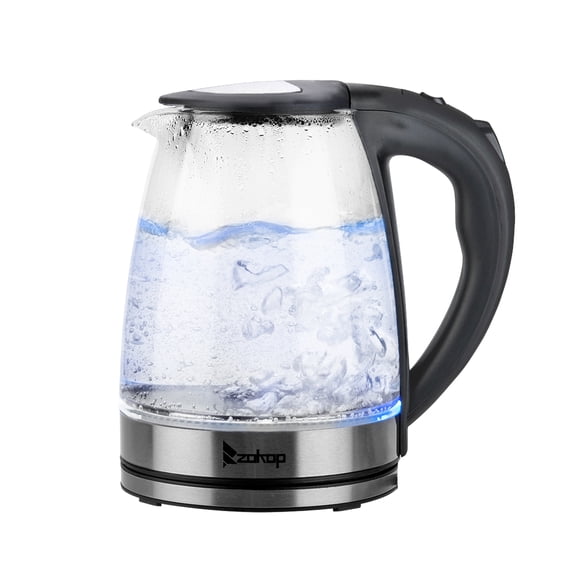 ZOKOP 1200W 1.8L Electric Glass Kettle with 7-Color LED Lights