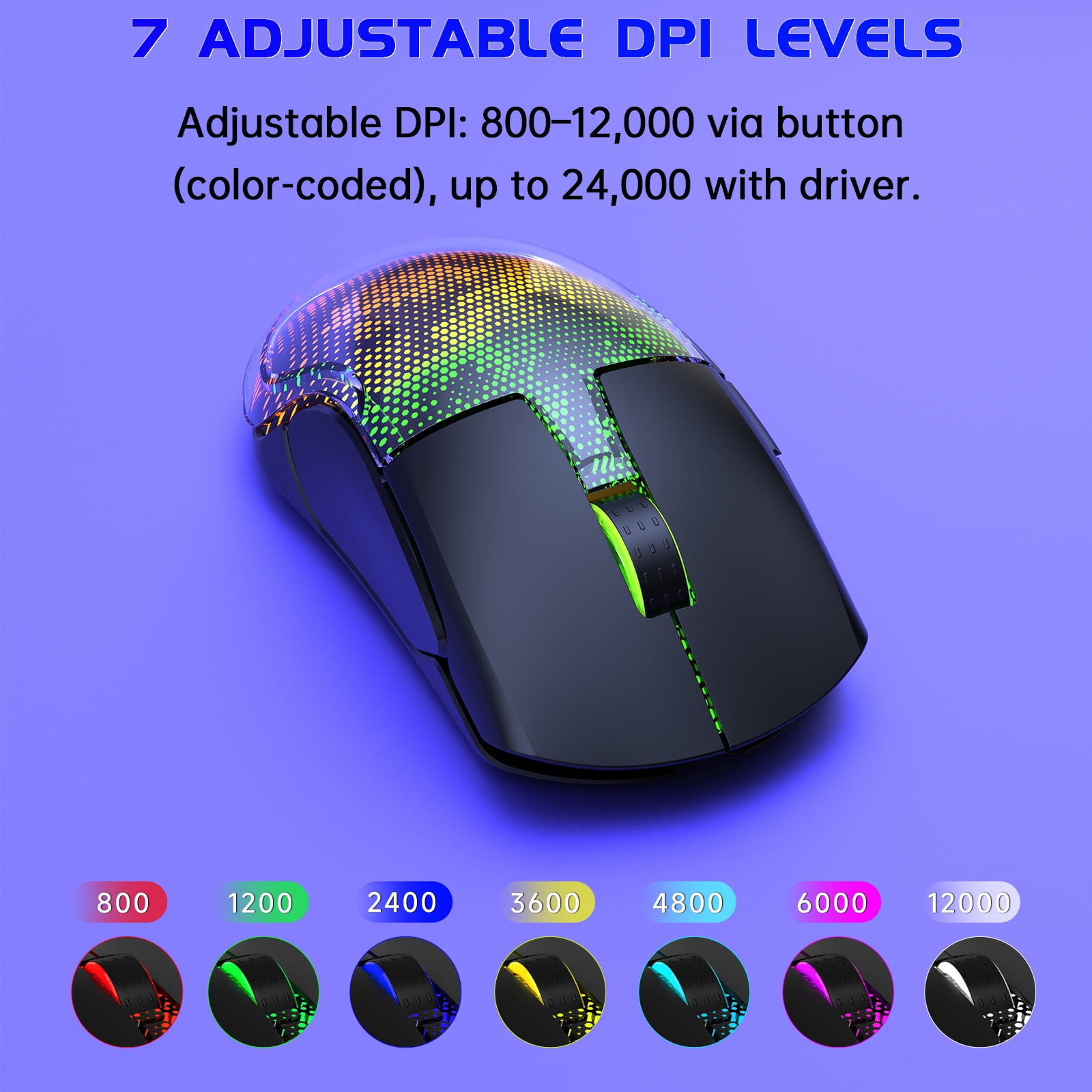 (2 pack) Ecomoment Wireless Gaming Mouse,24000DPI,6 Programmable Buttons,75H Battery Life,RGB,3 Mode(2.4G/BT5.3/Wired),Rechargeable Gaming Mice for PC, PS5, Mac, Laptop, Tablet