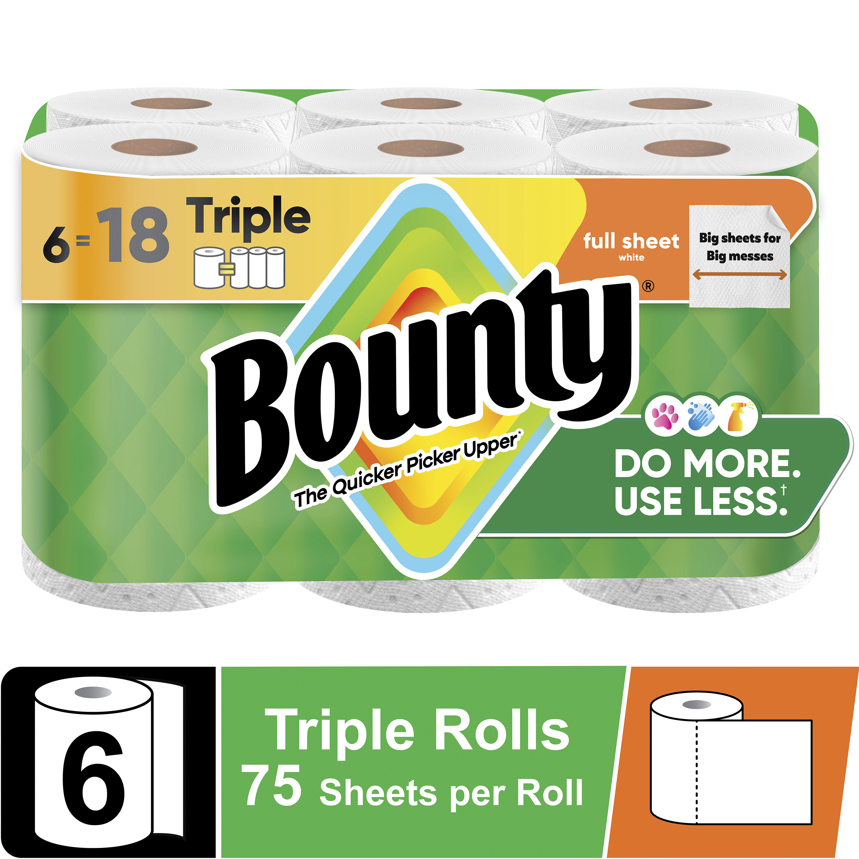 Bounty Paper Towels Full Sheet, 6 Triple Rolls