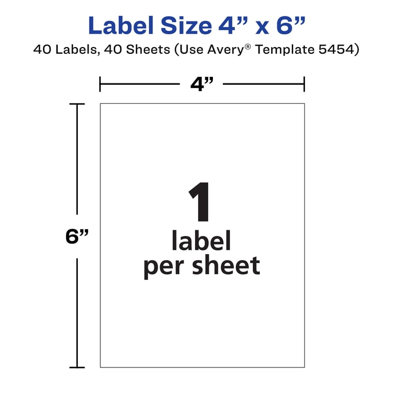 Avery Removable Labels, 4" x 6" Blank Labels, Laser/Inkjet Printable Labels,  40 Labels (5454) - Walmart.com