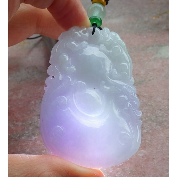 Lavender Natural A Jade jadeite Pendant Dragon Pi Xiu Necklace 655870 TN