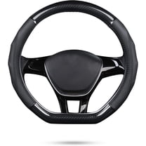 D-Shape Car Steering Wheel Cover Non-Slip Car Steering Wheel Protector Universal for Diameter 38cm, Black