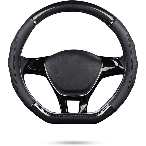 D-Shape Car Steering Wheel Cover Non-Slip Car Steering Wheel Protector Universal for Diameter 38cm, Black