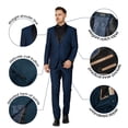 thumbnail image 3 of Antonio Uomo Men’s Suit Set – Slim Fit 2 Piece Tuxedo Blazer Solid One Button Jacket Pants Formal Business Wedding Party Prom Elegant Dress Suits Indigo 50, 3 of 6