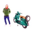 thumbnail image 2 of Figuras pintadas a mano 1/64 motocicleta barbuda Diorama paisaje DIY proyectos miniaturas arquitectura modelo diseño personaje modelo juguete verde Hugo Figuras de diorama, 2 of 10