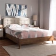 thumbnail image 2 of Baxton Studio Mid-Century Wood Tufted Platform Bed, King, Beige/Brown, 2 of 8