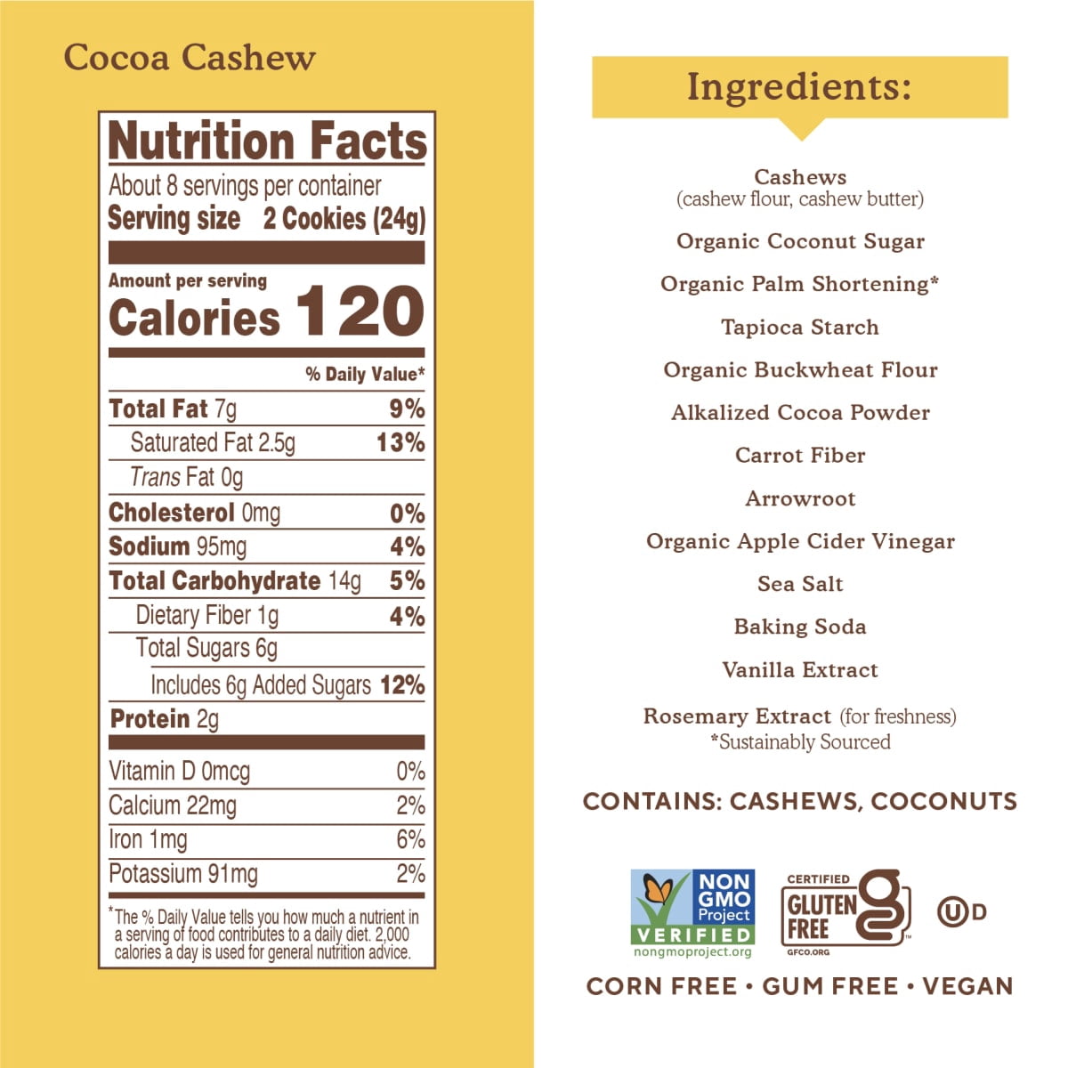 Simple Mills Nut Butter Stuffed Sandwich Cookies, Cocoa Cashew Creme, Gluten-Free, 6.7 oz