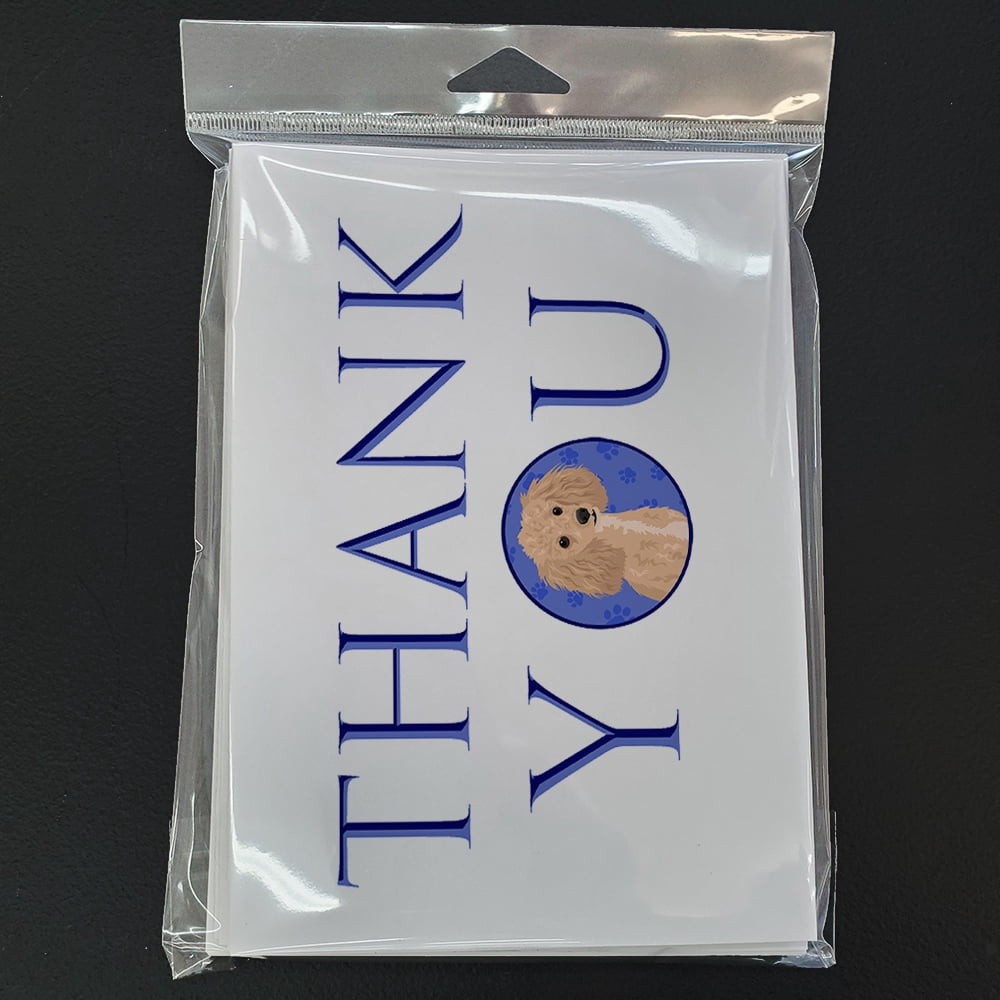 Poodle Toy Apricot #1 Thank You Greeting Cards and Envelopes Pack of 8 7 in x 5 in