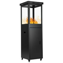 Propane Patio Heater: Standing Commercial Outdoor Gas Patio Heater With Glass Panel & Lockable Wheels For Deck Garden And Porch