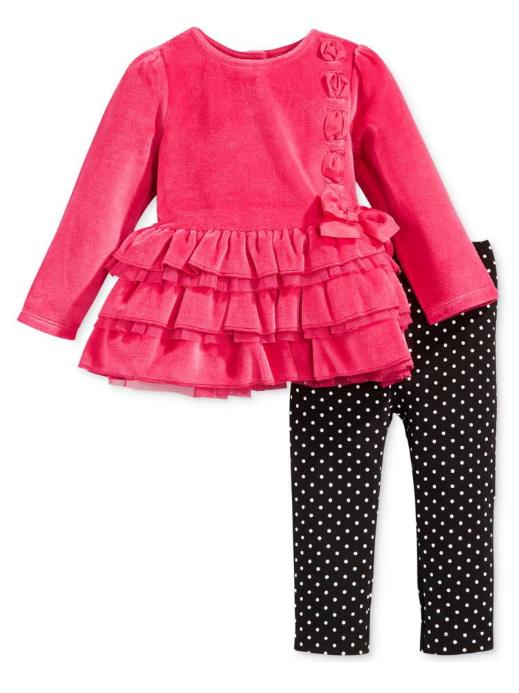 First Impressions Infant Girl Pink Flower Shirt Purple Leggings 2 Piece Set 
