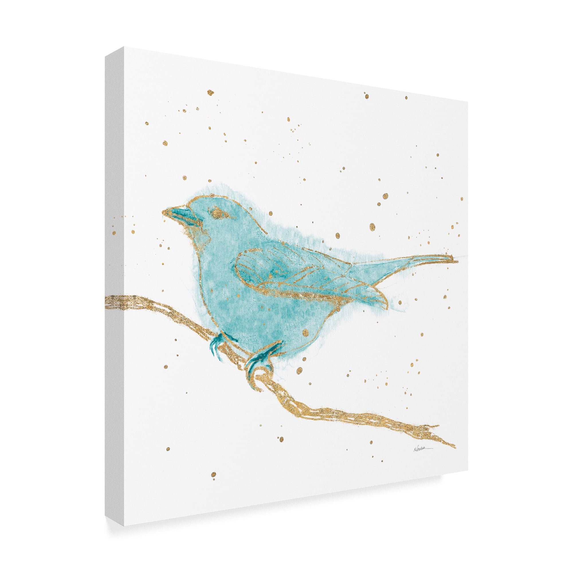 Trademark Fine Art 'Gilded Bird I Teal' Canvas Art by Shirley Novak