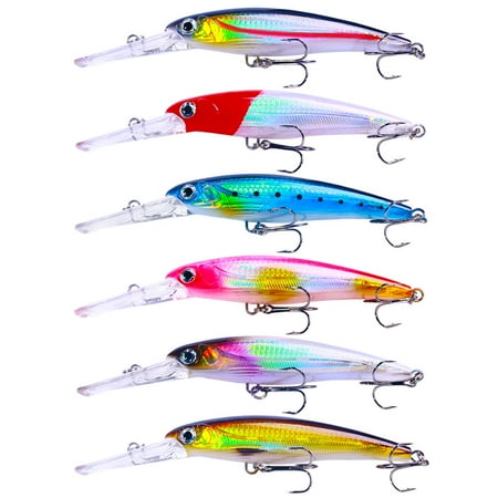 HENGJIA Minnow Fishing Lures 6Pcs Large Crankbaits Set Fishing Hard Baits Swimbaits Boat Topwater Lures for Trout Bass Perch Fishing