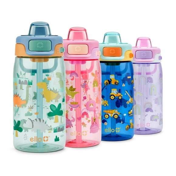 Botella Ello Kids Pop & Fill de 470 ml, a prueba de fugas, sin BPA
