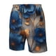 thumbnail image 4 of Balery Elegant Blue Gold Blooms Traje de Baño Estilo Hawaiano para Hombre, Shorts de Secado Rápido con Bolsillos-Medium, 4 of 6