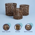 thumbnail image 6 of happimess BSK2033B-3SET Lasuna Coastal Bohemian Water Hyacinth Handwoven Checker Weave Nesting Baskets with Handles, Brown (Set of 3), 6 of 6