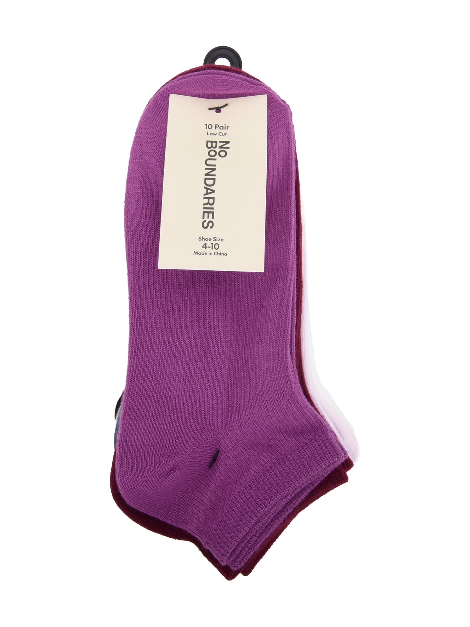 No Boundaries Women’s Low Cut Socks, 10 Pack, Shoe Sizes 4-10