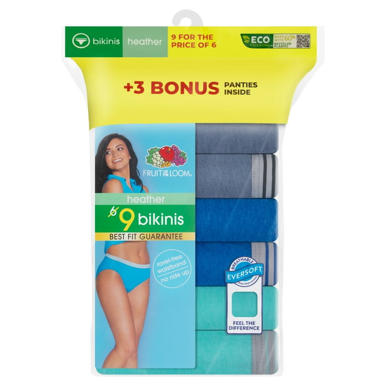 Editor efficiënt zwaar Fruit of the Loom Women's Bikini Underwear, 6+3 Pack, Sizes 5-9 -  Walmart.com