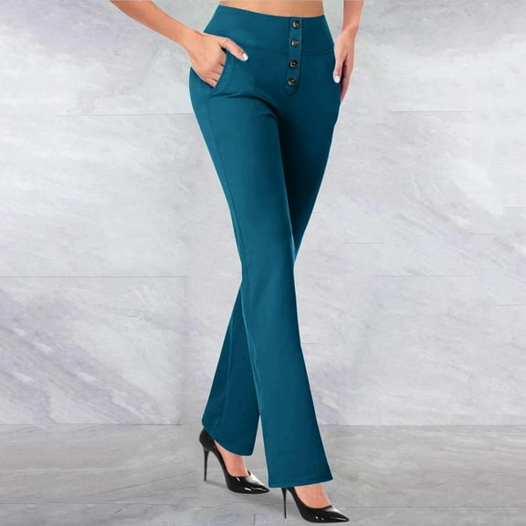 HongQid Wrinkle-Free Stretch Dress Pants for Women Pull-on Pant Ease into Comfort Office Pant