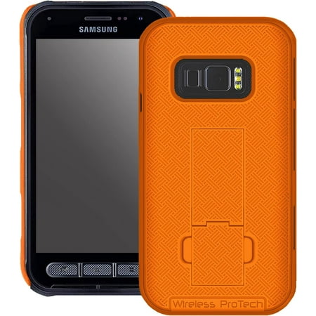 Wireless PROTECH Case Compatible with Samsung Galaxy XCover FieldPro Phone Model SM-G889. Slim Protective Rugged Case with Built-in Kickstand (Orange) Wireless PROTECH Case Compatible with Samsung Galaxy XCover FieldPro Phone Model SM-G889. Slim Protective Rugged Case with Built-in Kickstand (Orange)