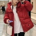 thumbnail image 5 of Lovskoo 2024 Womens Winter Coats Quilted Jacket Zipper Long Sleeve Hooded Cotton Padded Jacket Red, 5 of 6