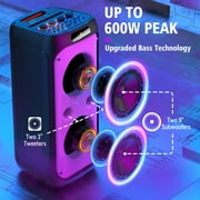 JYX Party Speaker, 80W Powerful Large Bluetooth Speaker with 2 Mics, Deep Bass Stereo PA System with Remote Control