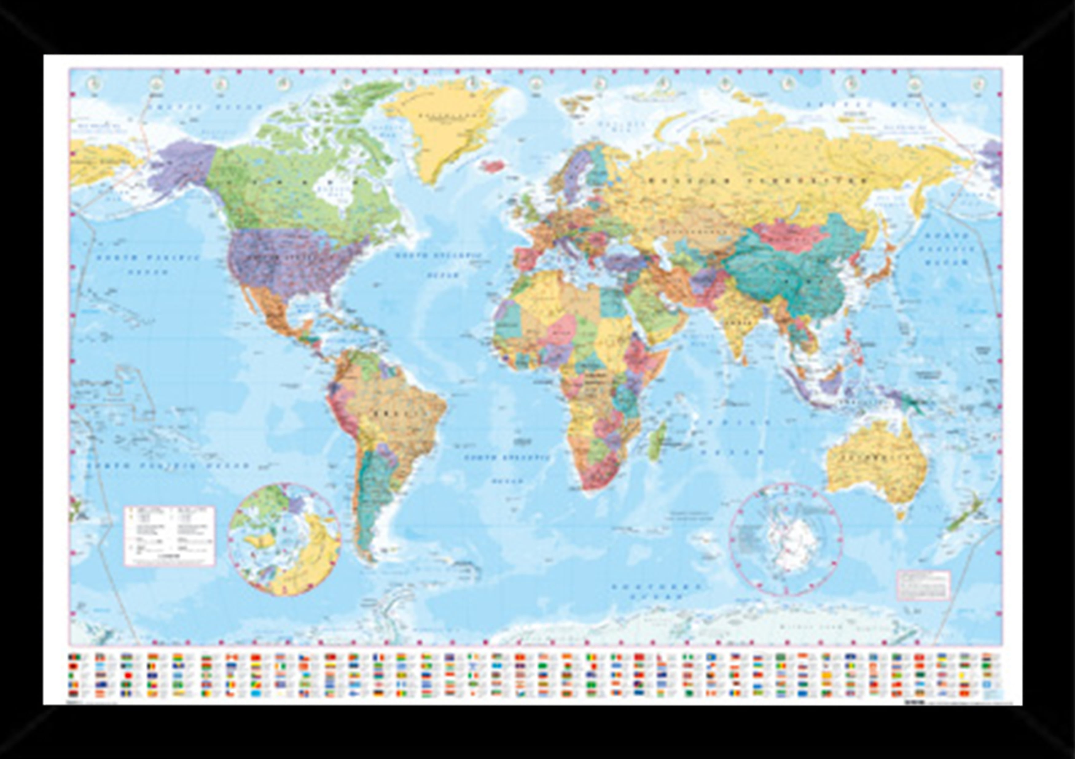 World Map Poster in a Black Wood Frame (24x36) - Walmart.com