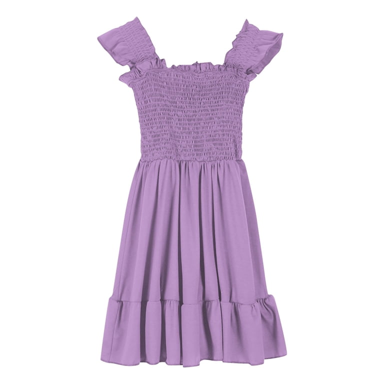 Eczipvz Girl's Easter Dress Summer Dresses Smocked Flutter Sleeve A-Line Swing Mini Casual Party Dresses Size 3-14 Years Purple,11-12 Years Eczipvz Girl's Easter Dress Summer Dresses Smocked Flutter Sleeve A-Line Swing Mini Casual Party Dresses Size 3-14 Years Purple,11-12 Years