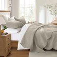 thumbnail image 3 of Ameha 3-Piece Quilt Bedspread Set Lightweight Embossed Floral Microfiber Coverlet Adult Queen Size Beige, 3 of 11