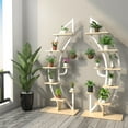 thumbnail image 5 of Costway 6 Tier Potted Metal Plant Stand Rack Curved Stand Holder Display Shelf with Hook White, 5 of 10