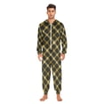 thumbnail image 5 of Adult Christmas Onesie Yellow Striped Plaid Adult Zipper One-Piece Pajamas Unisex Pajamas with Pockets, 5 of 6