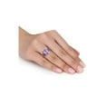 thumbnail image 5 of 6.32 Carat (Ctw) Rose De France and Black Sapphire Ring in Rose Sterling Silver for Women, 5 of 6