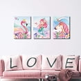 thumbnail image 6 of Unicorn Wall Decor Pictures Pink Girls Room Bedroom Bathroom Wall Art Cute Mermaid Flamingo Watercolor Painting Artwork Pink Rainbow Framed Canvas Print Nursery Kids Birthday Gifts 3 Pieces, 6 of 7