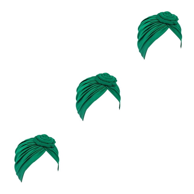 Qarigey Turbante Nudo Musulmán Hijab Donut Llanura Pañuelo Sombreros Pérdida Bonnet Decoración para Mujeres Accesorios Verde Type1 NO1