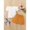 thumbnail image 4 of hirigin Baby Girls 2PCS Skirt Set, Short Sleeve Ruffle O-Neck Tops Shirt, Waist Strappy Buttons Short Skirt, Toddler Plain Summer Outfit, 4 of 9