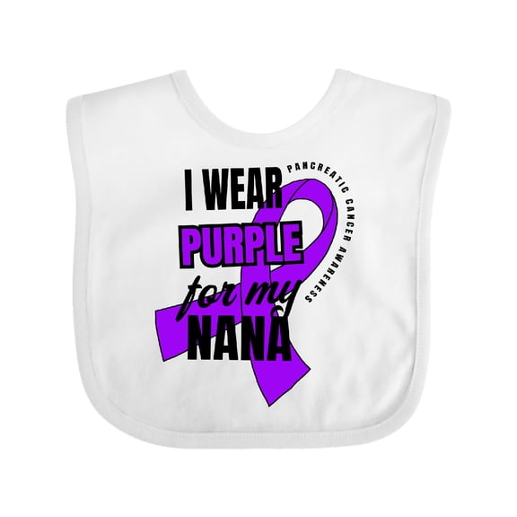 Inktastic I Wear Purple For My Nana Pancreatic Cancer Awareness Boys or Girls Baby Bib