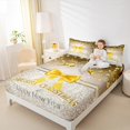 thumbnail image 3 of Feelyou Gold Bowknot Bed Sheets for Teens, Glitter Stars Sequin Print King Sheets, Merry Christmas Sheet Set, Lightweight Room Decor, 4pcs, 3 of 7