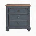 thumbnail image 2 of 3-Drawer Corduroy Blue Nightstand – No Assembly, Rubber Solid/Birch Veneer, 2 of 7