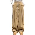 thumbnail image 2 of Women's Wide Leg Sweatpants Women's Wide Leg Pants Track Pants Women Baggy Pants Ndbuld Women Casual Trousers High Waisted Loose Straight Leg Stylish Pants Evergreen Khaki M, 2 of 8