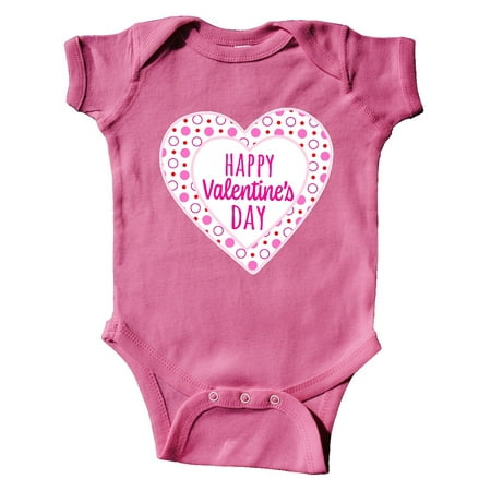 

Inktastic Happy Valentine s Day Pink Hearts and Dots Gift Baby Boy or Baby Girl Bodysuit