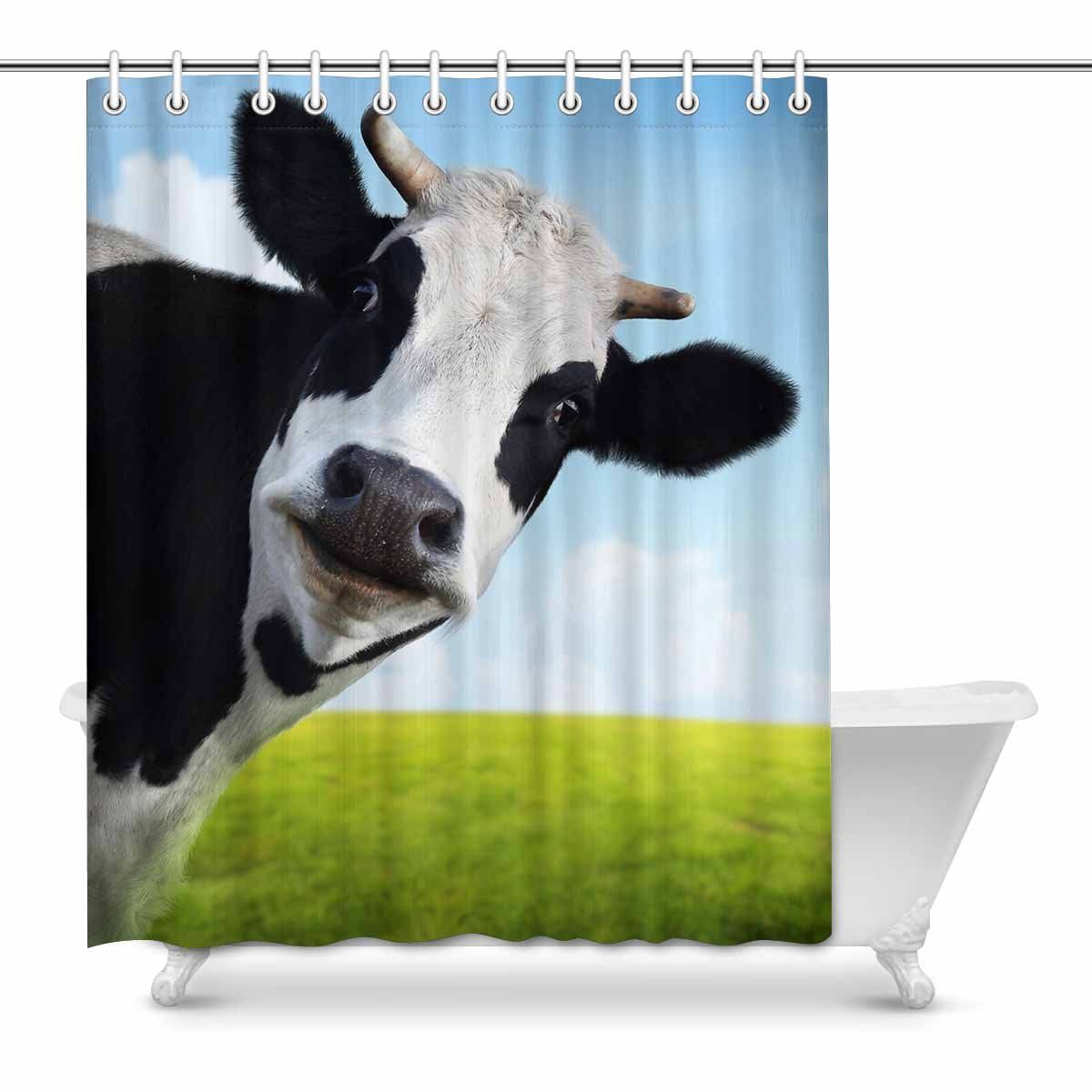 Town Farm Animal Funny Shower Curtain Set Waterproof Fabric Bathroom Set 60X72" 