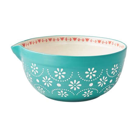The Pioneer Woman Fancy Flourish 4.4-Quart Ceramic Mixing Bowl with Spout