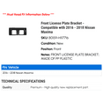 thumbnail image 2 of Front License Plate Bracket - Compatible with 2016 - 2018 Nissan Maxima 2017, 2 of 2