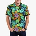 thumbnail image 3 of Balery Hippie Style Printed Men’s Short Sleeve Polo Shirt, Midweight Men's Shirt,Golf Polo shirts -Small, 3 of 9