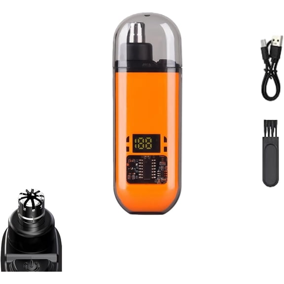 2-in-1 Nose Hair Trimmer, Ultimate 2-in-1 Nose Hair Trimmer - for Effortless, All-Day Comfort, Groom with Precision, Rechargeable Portable for Noses, Ear and Eyebrow (Orange)